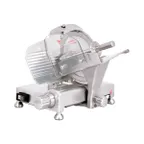 image of Omcan USA 41710 - 9" Belt-Driven Commercial Meat Slicer, 1/6 HP Electric Motor, Angle/Gravity Feed, Blade Locker