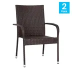 image of Flash Furniture 2-TW-3WBE073-ESP-GG Maxim Stackable Espresso Wicker Patio Chairs with Arms
