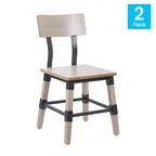 image of Flash Furniture 2-XU-DG-W0236-ANTWHT-GG Antique White Beechwood Dining Chair with Wood Back & Seat, 500 lb
