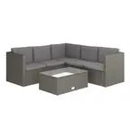 image of Flash Furniture BN-WS404-GY-GY-GG L-Shaped Gray Rattan Sectional Sofa with Coffee Table, UV-Resistant Cushions, Tempered Glass Top