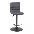 image of Flash Furniture CH-92023-1-GYBK-GG Gray Vinyl Swivel Bar Stool with Upholstered Back & Seat, Adjustable Height
