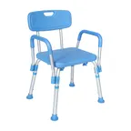 image of Flash Furniture DC-HY3520L-BLU-GG Hercules Shower Chair, 300 lbs, Blue, Plastic, Stacking, Height-Adjust