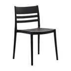 image of Flash Furniture DHF-317-APP-BLK-GG Stackable Patio Chair, Resin Frame, Slatted Backrest, Black