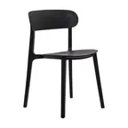 image of Flash Furniture DHF-340-APP-BLK-GG Stackable Patio Chair, Curved Backrest, High Grade Resin, Black, Non-Slip PVC Floor Glides