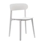 image of Flash Furniture DHF-340-APP-WH-GG Stackable Patio Chair, White Resin Frame, Curved Backrest, Non-Slip PVC Floor Glides