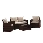 image of Flash Furniture JJ-S351-BNBG-GG 4-Piece Outdoor Patio Set, Beige Cushions, Rattan Finish, Metal Frame
