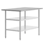 image of Flash Furniture NH-WT-GU-3048-GG 32" Open Base Work Table with Undershelf, 18 Gauge Flat Top