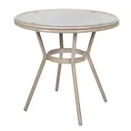 image of Flash Furniture SDA-AD641011-80-BLKWH-LTNAT-GG Marseille Round Bistro Table, 31.5 Dia., 200 lb, Black/White Textilene, Bamboo Print Aluminum Frame