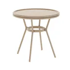 image of Flash Furniture SDA-AD641012-80-NATWH-LTNAT-GG Lourdes 31.5" Round Bistro Table, 200 lb. Capacity, Natural/White PE Rattan, Bamboo Print Aluminum Frame