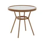 image of Flash Furniture SDA-AD641012-80-WHGY-NAT-GG 31.5" Round Outdoor Bistro Table, 200 lb. Capacity, White/Gray PE Rattan, Natural Finish