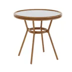 image of Flash Furniture SDA-AD641012-80-WHNVY-NAT-GG 31.5" Round Outdoor Bistro Table, 200 lb. Capacity, White/Navy PE Rattan, Natural Finish