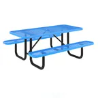 image of Flash Furniture SLF-EML72-H48L-BL-GG 6ft Outdoor Rectangular Picnic Table, 300 lb. Capacity, Blue Steel Frame