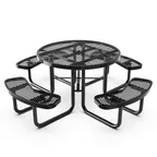 image of Flash Furniture SLF-EMR46-H60L-BK-GG 46" Round Outdoor Picnic Table, 300 lbs. Weight Capacity, Steel Frame, Expanded Metal Mesh Top