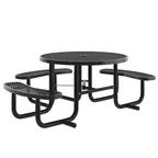 image of Flash Furniture SLF-EMR46ADA-HL60L-BK-GG 46" Round Outdoor Picnic Table, 300 lbs. Weight Capacity, Expanded Metal Mesh Top, Black