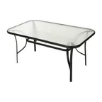 image of Flash Furniture TLH-SC-094L-BLK-GG Tory Patio Table, 35x59 Rectangular, Black Steel Frame, 5mm Glass Top