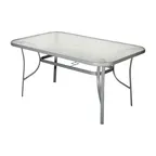 image of Flash Furniture TLH-SC-094L-SV-GG 35"H Rectangular Outdoor Patio Table, Black Powder Coated Steel Frame, 5mm Clear Glass Top
