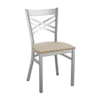 image of Flash Furniture XU-6FOB-CLR-AWHW-GG Hercules Series Metal X Back Restaurant Chair, Wood Seat, Antique White Finish