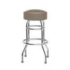 image of Flash Furniture XU-D-100-BEIGE-GG Bruno Bar Stool, 500 lb, Beige, Backless, Swivel, Chrome Frame