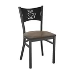 image of Flash Furniture XU-DG-60099-COF-ACPW-GG Hercules Series Restaurant Chair, Metal Back, Antique Copper Plywood Seat, Black Steel Frame