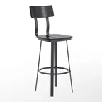 image of Flash Furniture XU-DG-60582B-BLK-GG Flint Series Black Restaurant Bar Stool with Wood Back and Beechwood Seat