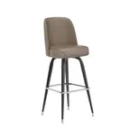 image of Flash Furniture XU-F-125-BEIGE-GG James Bar Stool, 500 lb, Upholstered Back & Seat, Chrome Foot Ring, Beige