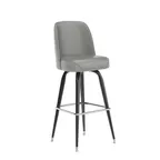 image of Flash Furniture XU-F-125-GRY-GG James Bar Stool, 500 lb, Gray, Upholstered Back & Seat, Armless, Swivel