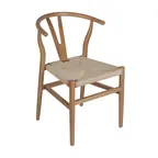 image of Flash Furniture ZH-8101YS-OAK-NAT-GG Logan Dining Chair, 400 lb, Oak Finish, Natural Woven Seat, Solid Wood