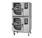 image of Blodgett INVOQ 61BG/61BG Double Stacked Half Size 14 Pan Gas Combi Oven w/ Touchscreen, Boiler Steam, 177.600 BTU