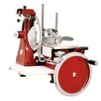 image of Omcan USA 18830 Trento Volano Meat Slicer – 14-9/16 Carbon Steel Blade Hand‑Fed Sharpener Aluminum Body Made in Italy