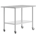 image of Flash Furniture NH-WT-3048-CAS-GG 72" Open Base Work Table with Undershelf, 18 Gauge Flat Top