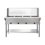 image of Koolmore KM-OWS-4SG 58"Electric Steam Table with Undershelf and Sneeze Guard, (4) Open Wells