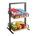 image of Cal-Mil 3494-2-99 Madera Merchandiser, 12"W x 12"D x 21"H, 2-Tier, Rustic Pine, Black Powder