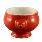 image of CAC China LN-15-R Tureen, 15 oz, 6-1/4"L x 5-1/4"W x 3-3/4"H, Porcelain, Red/White, Safe - Dozen