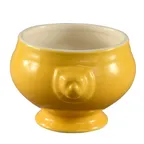 image of CAC China LN-15-Y Lion Head Tureen, 15 oz, 6-1/4"L x 5-1/4"W x 3-3/4"H, Porcelain, Yellow-1 Dozen