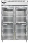 image of Continental Refrigerator DL2W-SS-PT-HD-GD-SD 2-Section Heated Holding Cabinet, 50 cu ft, Stainless Steel, Pass-Thru, Half-Height Glass & Steel Doors