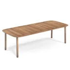 image of emuamericas E6063 Outdoor Rectangle Teak Table, 97W x 42D x 29H, Teak Top, Teak Legs, E-Coated Steel