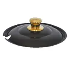 image of Spring USA 375-61/6BG Soup Tureen Cover, Notched, 9-7/8" Dia., 6 Qt., Stainless Steel, Gold Accents
