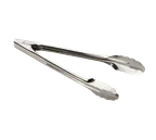 image of TableCraft Products 2712 Utility Tongs, 12" Stainless Steel, Silver Handle, Dishwasher Safe