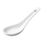 image of Winco ASS-55 Soup Spoon, 5-1/2" L x 2" W x 1/2" H, White Porcelain, 5" Length - 1 Dozen