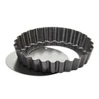 image of Winco FQP-4 Quiche Pan Set, 2-Piece, 4" Dia x 3/4" H Non-Stick Carbon Steel, Dishwasher Safe
