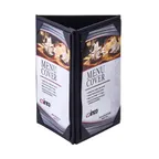 image of Winco LMTT-57BK Menu Cover, Table Tent Design, Triple View (3) 5" X 7 Inserts