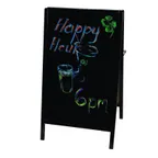 image of Winco MBAF-4 Dual‑Sided Marker Board, 25¼" L x 45" H, Frame, Black Board, Markers & Eraser - Set