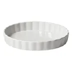 image of Winco QBD-75 Quiche Baking Dish, 18 oz, 7-1/2" dia x 1-1/4" h, round fluted porcelain white - 1 Dozen