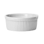 image of Winco SBR-12 Souffle Bowl, 12 oz, 4½" Dia x 2¼" H, Round Fluted Porcelain, White Finish - 1 Dozen