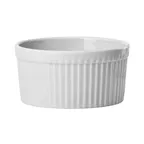 image of Winco SBR-16 Souffle Bowl, 16 oz, 4-3/4" Dia x 2-1/2" H, Round Fluted Porcelain, White - 1 Dozen
