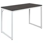 image of Flash Furniture GC-GF156W-12-GRY-GG Rectangular Computer Desk, 47"W, Rustic Gray Laminated Top, White Metal Frame, 29"H
