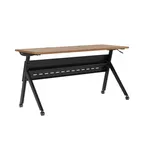 image of Flash Furniture MT-M6024-Y-LEG-WLNBLK-GG Davis Training Table, 60"W x 24"D, Rectangular, Nesting Flip with Y-Legs, Walnut Tabletop with Black Steel Frame