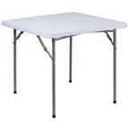 image of Flash Furniture RB-3434-GG Folding Table, 33-3/4"W x 33-3/4"D x 29"H, Granite White Plastic Top, Gray Metal Legs, 330 lbs