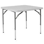 image of Flash Furniture RB-3434ADJ-GG Folding Table, 33-1/2"W x 33-1/2"D, Adjustable Height 21-29", 165 lbs, Granite White Plastic Top, Gray Powder Coated Legs