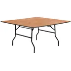 image of Flash Furniture YT-WFFT60-SQ-GG Folding Banquet Table, 60"W x 60"D x 30-1/8"H, Square, 1014 lbs, Plywood Top, Black PVC Edge